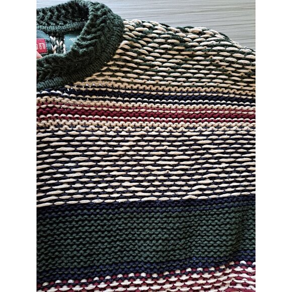 Vintage Stone Haven Classic Wear Striped Heavy 3D Knit Sweater L Grunge Men's - Picture 4 of 11